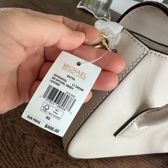 NEW! NWT Michael Kors Katya Small Flap Satchel Crossbody Purse Bag Ivory - Picture 7 of 11